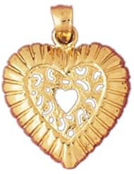 Dazzlers Solid 14k Gold Heart Charm Pendant Available in three colors from jewelsberry (weights: 2.2 grams only)