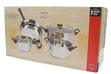 7 PIECE STAINLESS STEEL COOKWARE SET WITH GLASS LIDS - POTS AND PANS