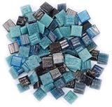 ITALIAN VITREOUS GLASS MOSAIC TILES 3/8 2.65 OUNCES-PEACOCK
