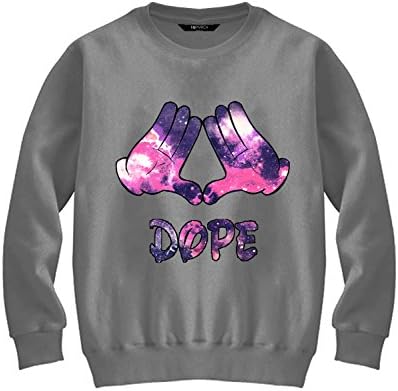 16MVRCH Womens Ladies Novelty Design Printed Sweatshirt (M/L, Dope - Grey)