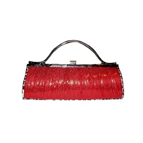 Mandarini Red Sequin Leopard Print Hardbody Clutch or Evening Bag -- SwankySwans