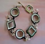 Black Mother of Pearl, Freshwater Pearl & Swarovski Bracelet