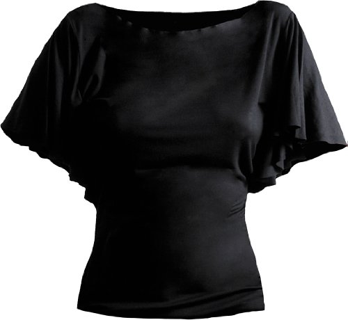 Spiral - Womens - GOTHIC ELEGANCE - Boat Neck Bat Sleeve Top Black