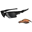 Oakley Fast Jacket XL Men's Polarized Sport Outdoor Sunglasses w/ Free B&F Heart Sticker Bundle - Polished Black/Black Iridium, Persimmon