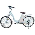 シマノ製6段変速機搭載!おしゃれでらくらく26インチ電動アシスト自転車 電動シティサイクル ライトブルー