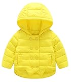 (トヨベイ)Toyobuy 厚手 子供 中綿 コート アウター キッズ ブルゾン 女の子 ジャケット フード 男の子 可愛い イエロー 120