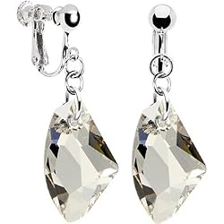 Handcrafted Crystal Silver Shade Galactic Vertical Clip Earrings