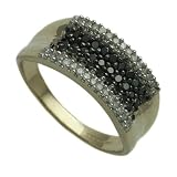 9ct Yellow Gold Ladies 0.50ct of White and Black Diamond Set Dress Ring Size - P