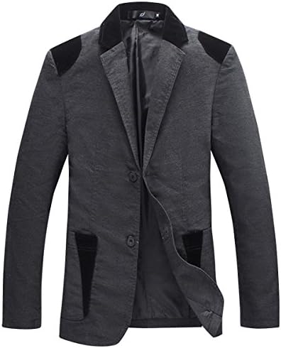 Stylebek Men's Casual Notched Collar Patchwork Single Breasted Blazer Jacket