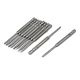 uxcell マイナスドライバービット　2mmヘッドの幅　磁気　グレー　ラウンド･シャンク　10個入り