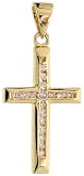 14ct Gold 3/4 (19mm) tall Diamond Latin Cross Pendant, w/ 0.12 Carat Brilliant Cut Diamonds
