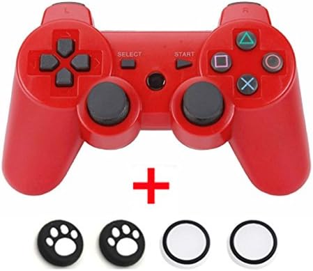 Bluetooth Wireless Dualshock PS3 Controller Game Gaming Remote Gamepad Consoles Joypad Joystick for Sony Playstation III with 6-Axis And Dual-Vibration (Red-NEW)