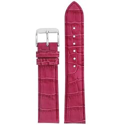 Watch Band Crocodile Grain Pink Leather Padded Strap 26 millimeter
