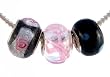 Pandora Style Charm Bead Set (Z179) Murano Style and Faceted Glass (Fits Troll too) ~ Pink & Black