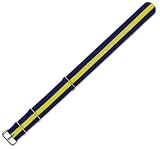NATO Ballistic Nylon Watch Band - Navy with Yellow stripe - 20mm