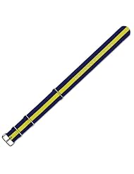 NATO Ballistic Nylon Watch Band - Navy with Yellow stripe - 20mm