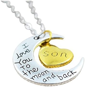 Zionus Retro Style A family Collection Moon and Heart Pendent Necklace for Son