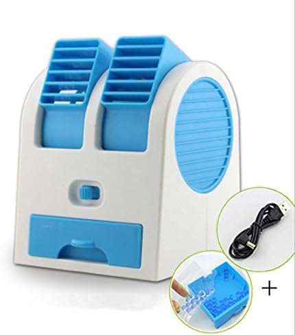 Mini Fan &amp; Portable Dual Bladeless Small Air Conditioner Water Air Cooler Powered by USB &amp; Battery