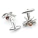 PenSee Rare Diamond & Orange Bee Cufflinks for Men with Gift Box