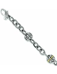 Sterling Silver with 14k Gold 7in Link Bracelet - Antique Boutique - Vintage Style - Jewelry