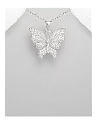 Butterfly CZ Pendant Necklace In 92.5 Sterling Silver