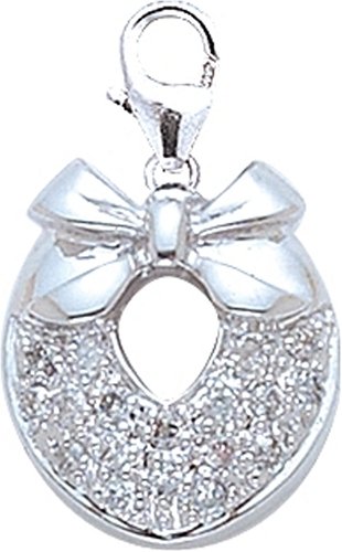 14k Gold Diamond Christmas Wreath Charm (1/10 cttw)