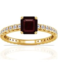 18K Yellow Gold Emerald Cut Ruby Ring With Sidestones