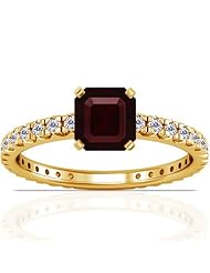 14K Yellow Gold Emerald Cut Ruby Ring With Sidestones