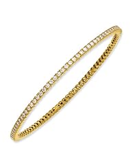 Sterling Silver Yellow Plated With Cz Bangle, Best Quality Free Gift Box Satisfaction Guaranteed