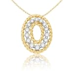 10k Yellow Gold Diamond Textured Circle Pendant (1/10 cttw, H-I Color, I2 Clarity), 18"