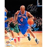 Chauncey Billups Autographed New York Knicks Dribble Up Court Vertical 8x10 Photograph