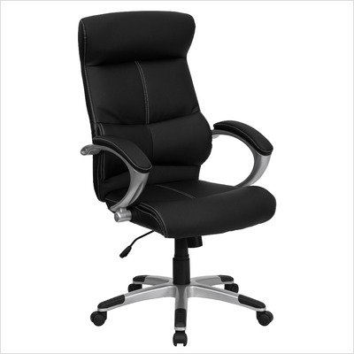 Black Leather Mid Back Manager Chair [H-9637L-2-MID-GG]