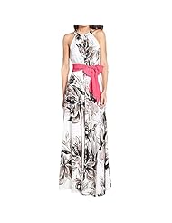Halter Sleeveless Floral Print Polyester Summer  Dress