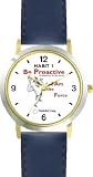 Habit 1 - Be Proactive (English Text) - DELUXE TWO-TONE WATCH from THE 7 HABITS - WATCH COLLECTION BY WATCHBUDDY&reg; - Arabic Numbers - Blue Leather Strap-Size-Large ( Men's Size or Jumbo Women's Size )