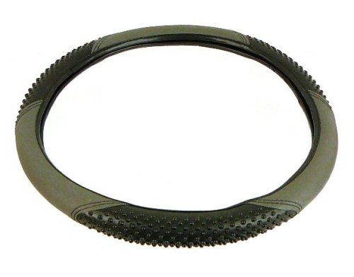 Comfort-Grip Padded Steering Wheel Cover - Grey on Black - 15-Second Installation!