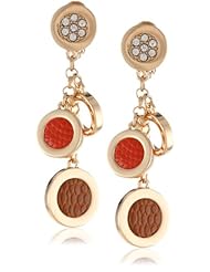 Anne Klein "Dalton" Gold-Tone Multi-Colored Leather Drop Earrings