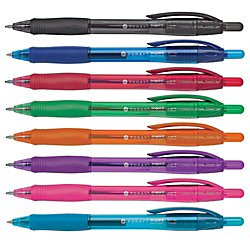 Foray(R) Soft-Grip Retractable Ballpoint Pens, Medium Point, 1.0 Mm, Assorted Barrels, Assorted Ink, Pack Of 8