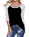 Haola Womens 3/4 Sleeves T Shirts Juniors Tees Round Neck Collision Color Top