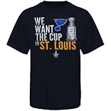NHL Old Time Hockey St. Louis Blues 2012 Playoffs We Want The Cup T-Shirt - Navy Blue (Medium)