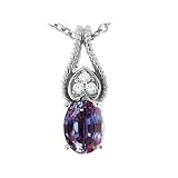 1.03 cttw Lab Created Alexandrite and Genuine Diamond Pendant - 14kt White or Yellow Gold
