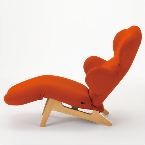 リクライニングチェア　HUG LOUNGE CHAIR-W(ハグラウンジチェア ウッド)：オレンジ