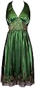 Beaded Mesh Satin Holiday Gown Party Cocktail Prom Halter Dress