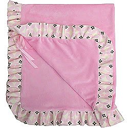 Stroller Blanket in Pink Plush with Sugar & Spice Ruffle Trim by Bella Baby Maya image