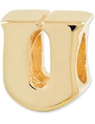 Sterling Silver Gold plated Reflections Letter U Bead