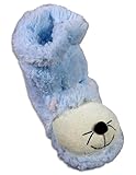 Fun For Feet Slippers - Ladies Mouse Slipper Sock, Light Blue, Ivory