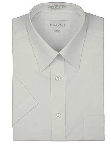 Marquis Men's Short Sleeve Solid Dress shirt - All Sizes - Colors (XL (17.5), White)