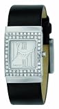 DKNY Ladies Black Leather Strap Watch With Silver Dial