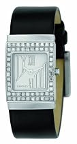 DKNY Ladies Black Leather Strap Watch With Silver Dial