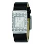DKNY Ladies Black Leather Strap Watch With Silver Dial