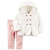 カーターズ（Carter's）女の子用スノーホワイトモコモコインナーフード付きセータージャケットx薄ピンクコーデパンツ上下2点セット (24months(83-88cm)) [並行輸入品]